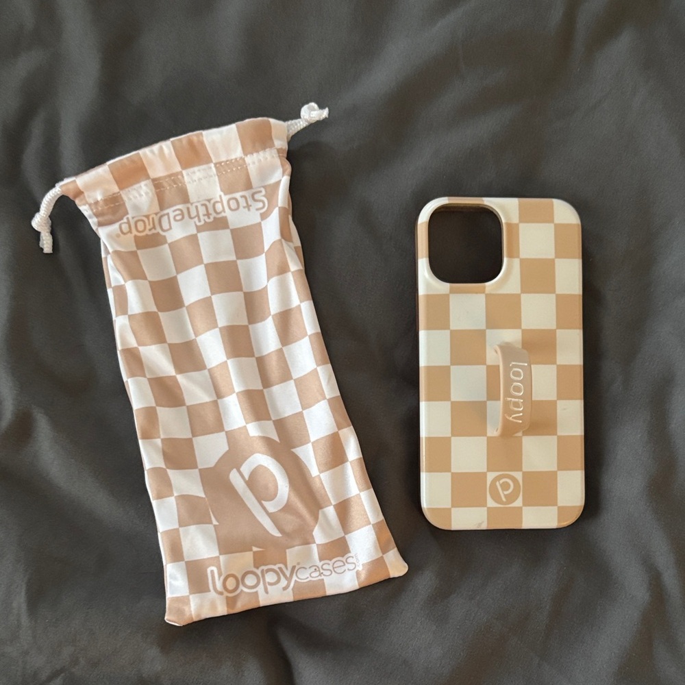 Loopy Case Beige Checkered Phone Cover for iPhone 13 Mini